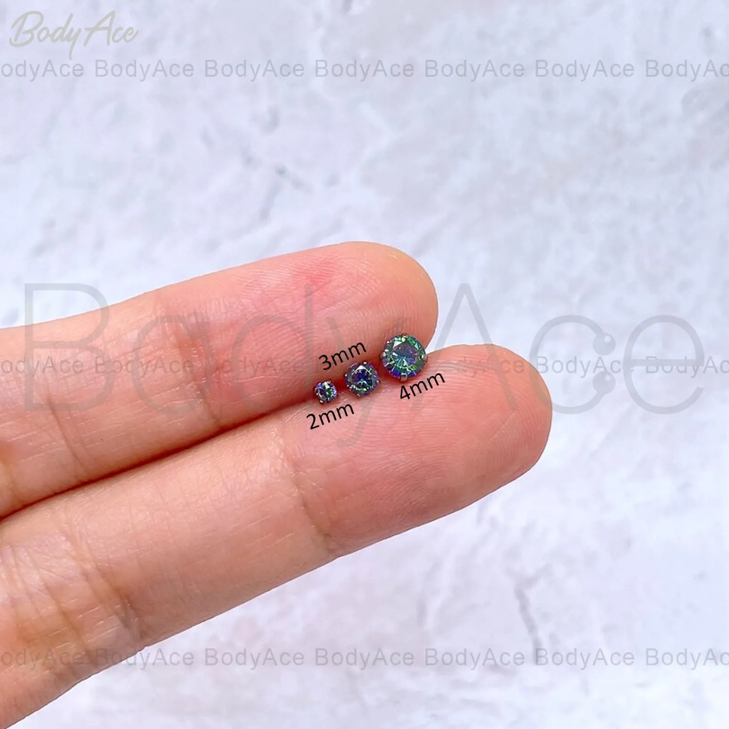 BodyAce Black Red CZ Flat Back Earrings, 16g/18g Halloween Piercing Studs for Nose Lip Labret Medusa Tragus Helix, Surgical Steel Cartilage Jewelry Internal Thread