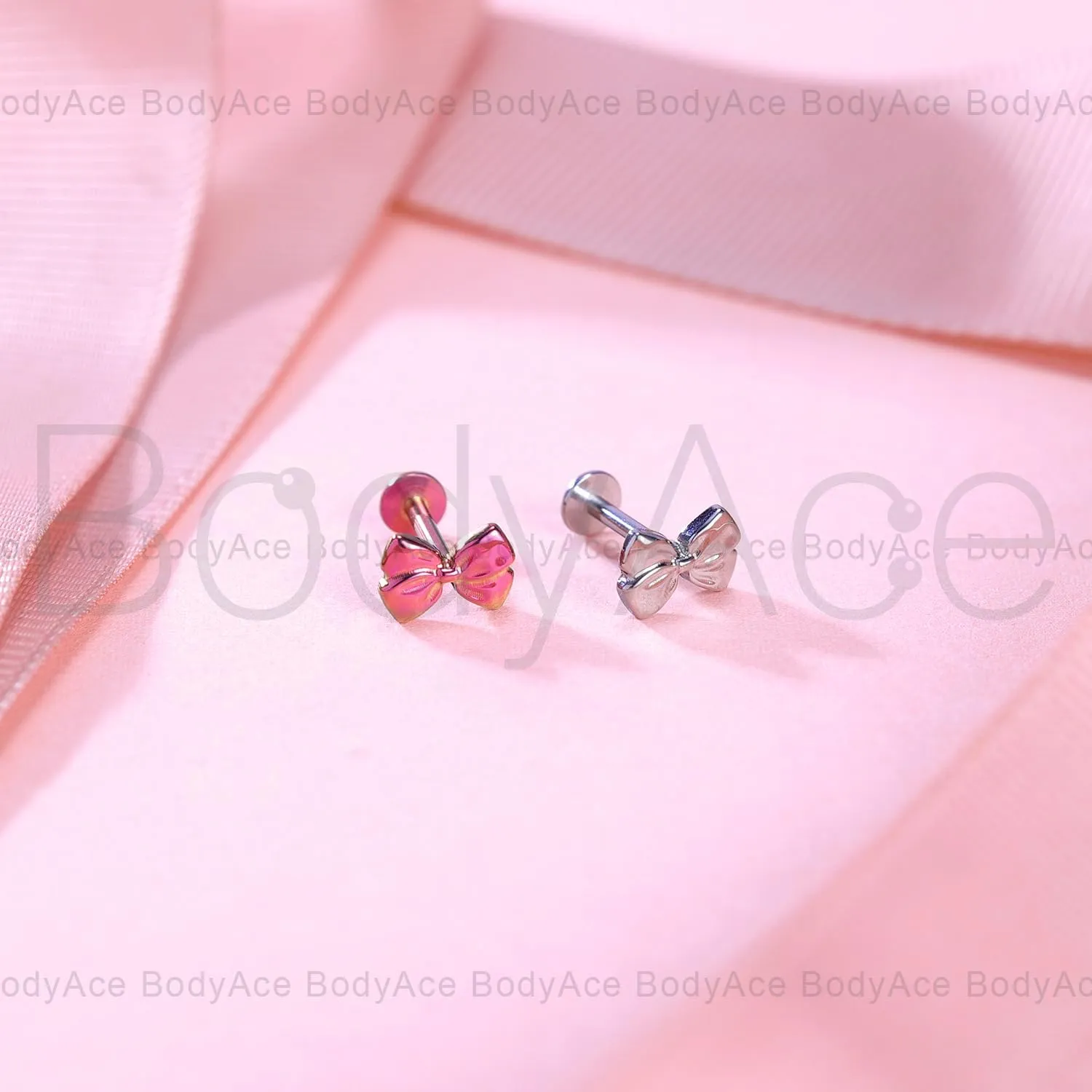 BodyAce F136 Titanium Body Piercing Studs, 16G Flat Back Cartilage Earring Studs with Piercing Taper, Internally Threaded Labret Lip Ring Conch Tragus Stud