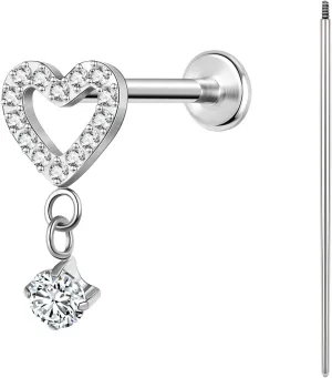 BodyAce F136 Titanium Body Piercing Studs, 16G Flat Back Cartilage Earring Studs with Piercing Taper, Internally Threaded Labret Lip Ring Conch Tragus Stud
