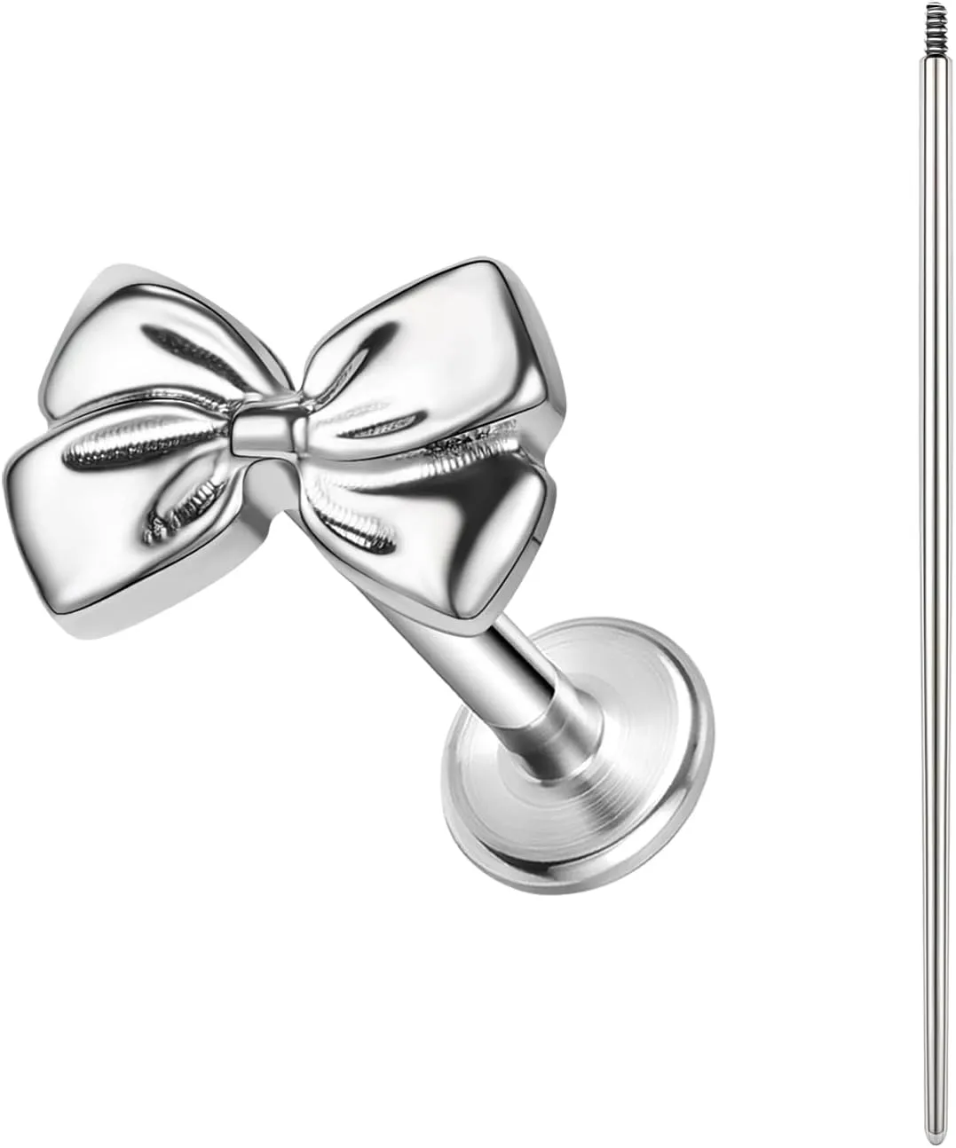 BodyAce F136 Titanium Body Piercing Studs, 16G Flat Back Cartilage Earring Studs with Piercing Taper, Internally Threaded Labret Lip Ring Conch Tragus Stud