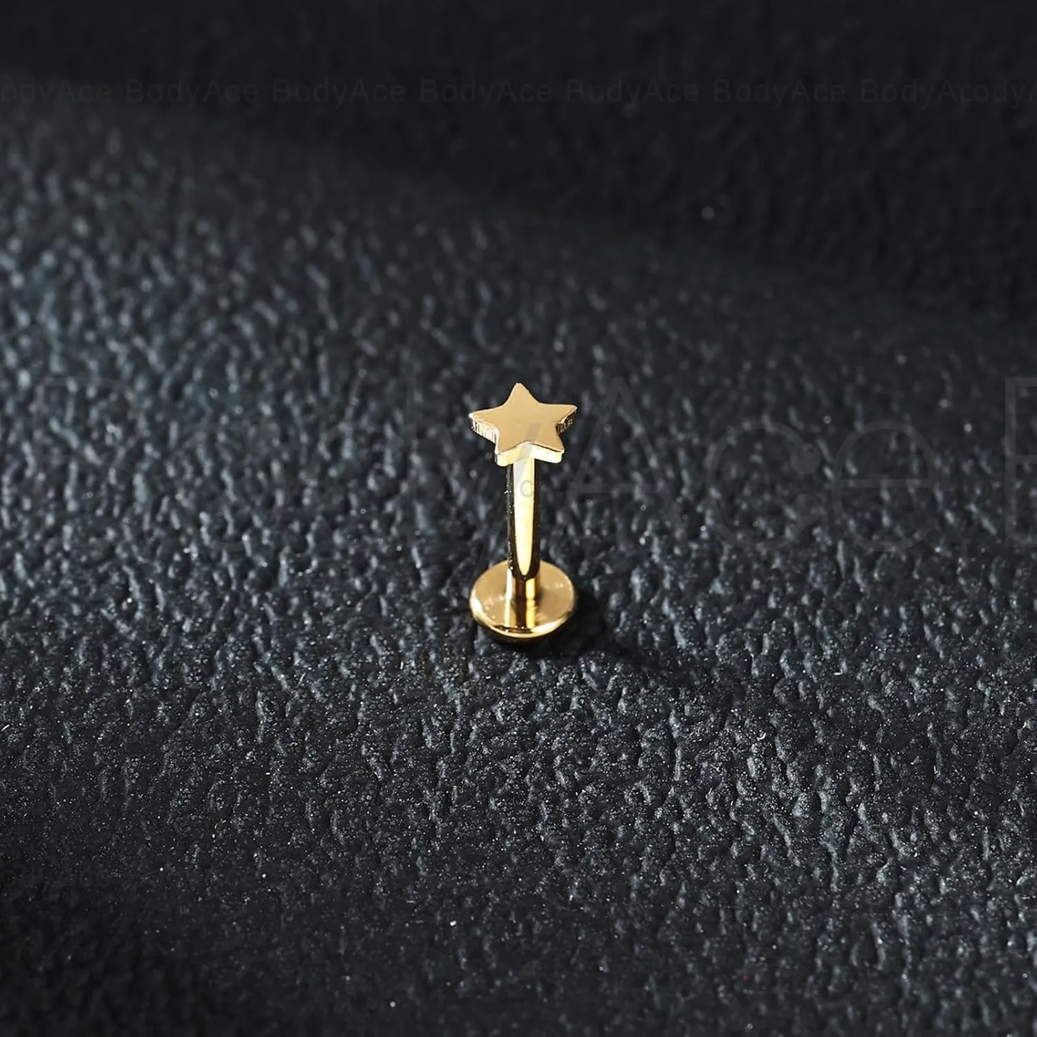 BodyAce Gold F136 Titanium Body Piercing Studs, Internally Threaded Flat Back Cartilage Earring Studs with Piercing Taper, 16G Labret Lip Ring Conch Tragus Stud