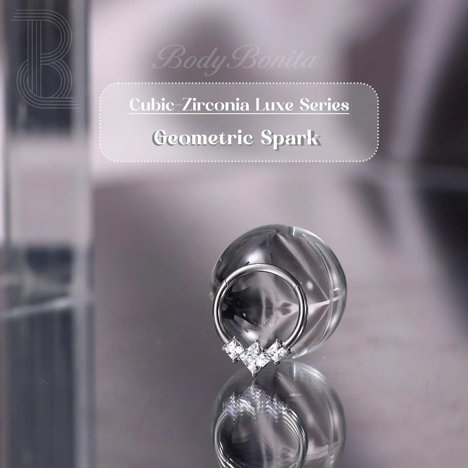 BodyBonita 16G Septum Rings Jewelry - Cubic Zirconia Luxe 316L Stainless Steel Hinged Nose Rings Hoops for Women Conch Piercing Jewelry Tragus Daith Helix Earring 14K Gold Plated/Silver 8 mm/10 mm
