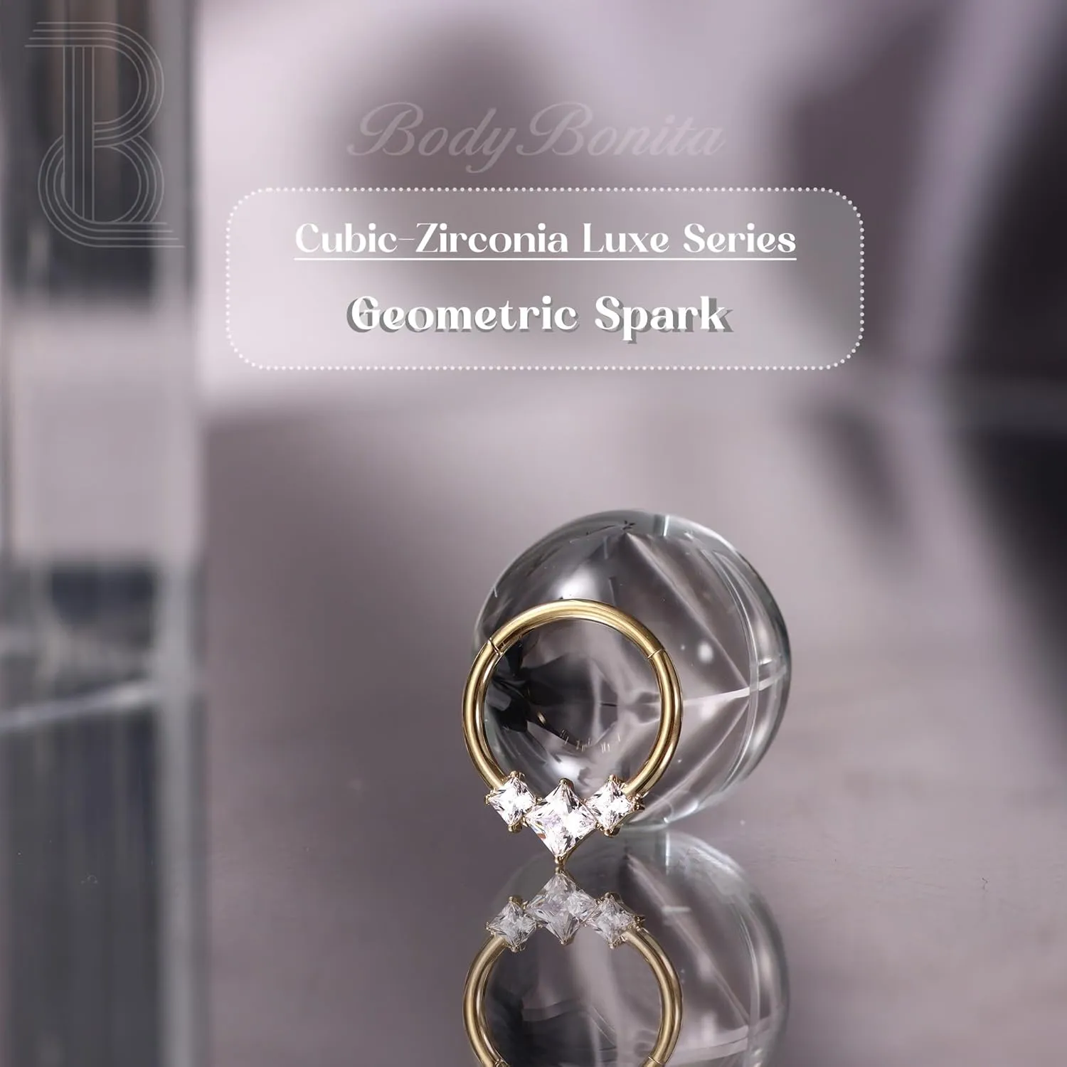 BodyBonita 16G Septum Rings Jewelry - Cubic Zirconia Luxe 316L Stainless Steel Hinged Nose Rings Hoops for Women Conch Piercing Jewelry Tragus Daith Helix Earring 14K Gold Plated/Silver 8 mm/10 mm