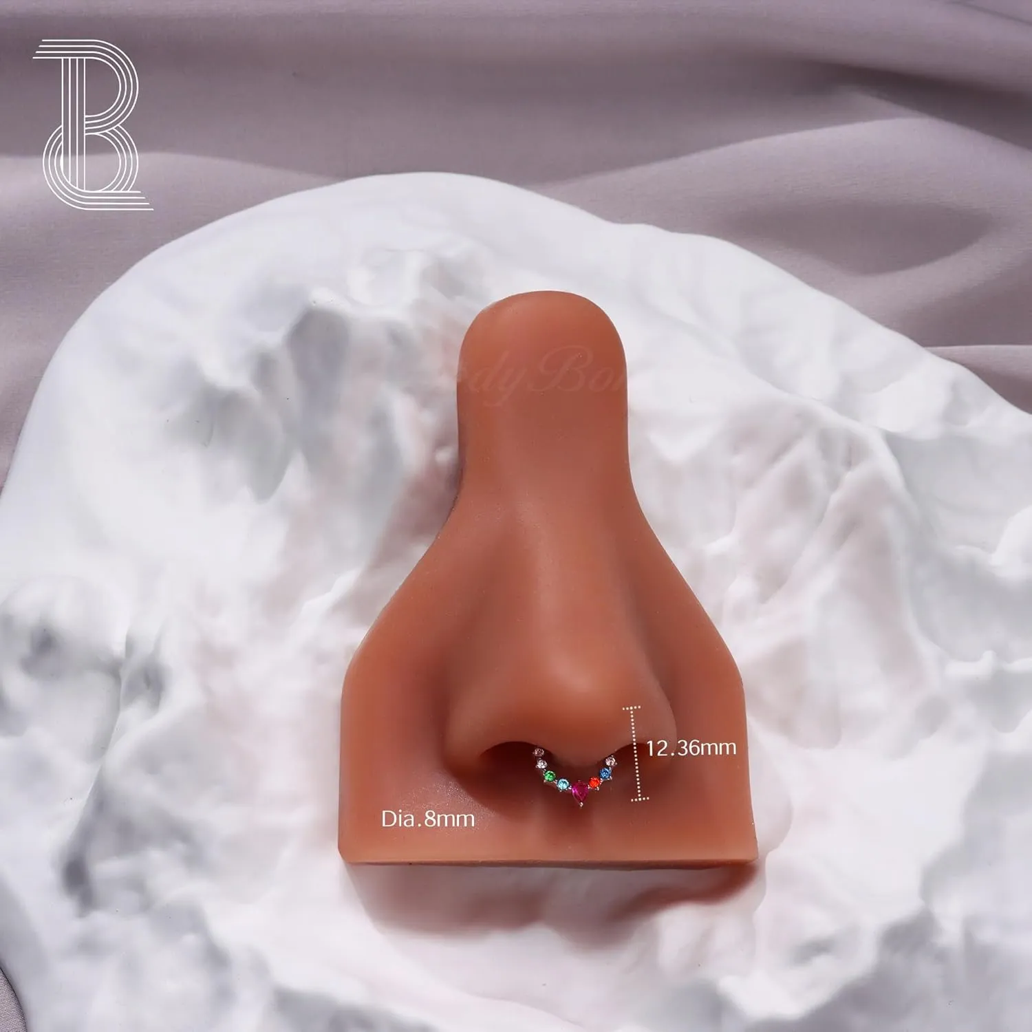 BodyBonita 16G Septum Rings Jewelry - Cubic Zirconia Luxe 316L Stainless Steel Hinged Nose Rings Hoops for Women Conch Piercing Jewelry Tragus Daith Helix Earring 14K Gold Plated/Silver 8 mm/10 mm