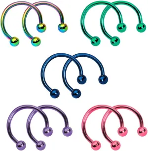 BodyJewelryOnline Horseshoe Circular Barbells Rings 10 Pack