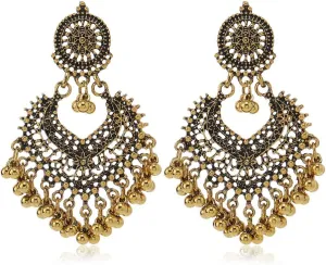 Bohemian Chandelier Earrings for Women Vintage Ball Tassel Statement Earrings Ethnic Style Jhumka Jewelry