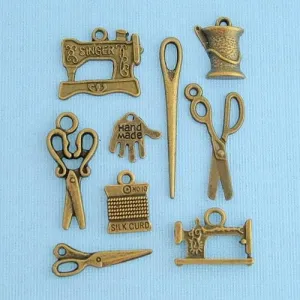 Bohemian Findings - Antique Bronze Sewing Charms 9pcs
