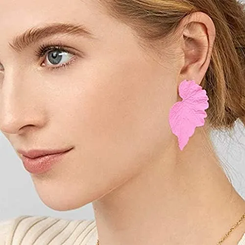 Bohemian Leaf Statement Earrings Lightweight Summer Dangle Earrings Boho Drop Stud Earrings for Women