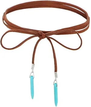 Bohemian Long Choker with Turquoise Pendant Sexy Rock Handmade Vintage Necklace Women Accessories