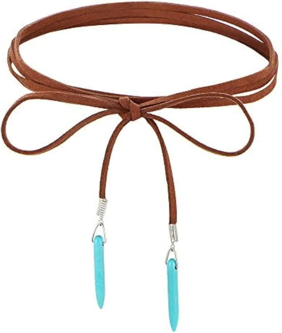 Bohemian Long Choker with Turquoise Pendant Sexy Rock Handmade Vintage Necklace Women Accessories