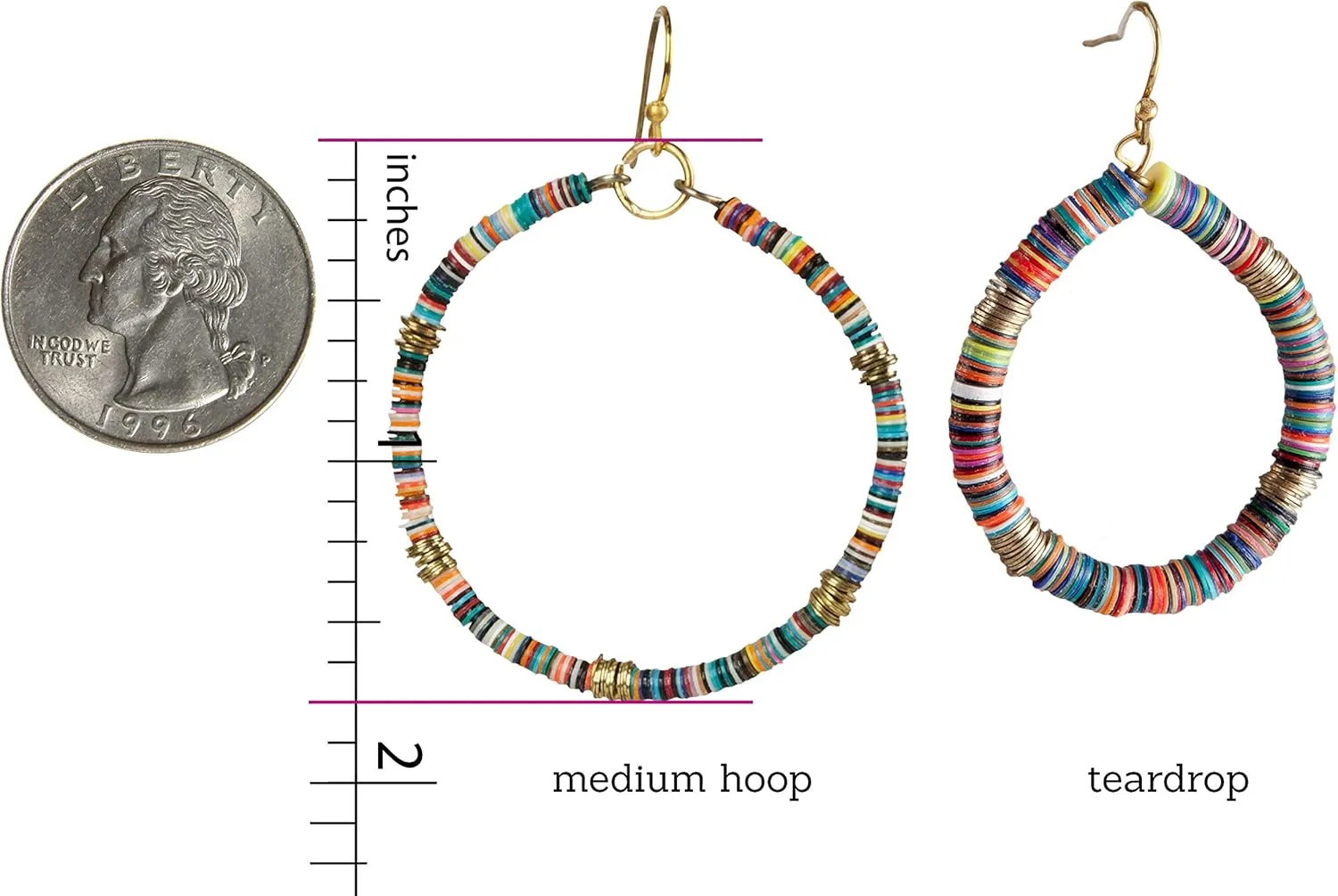 Bohemian Multi-Colored Sequin Hoop Gold Earrings - SPUNKYsoul Collection