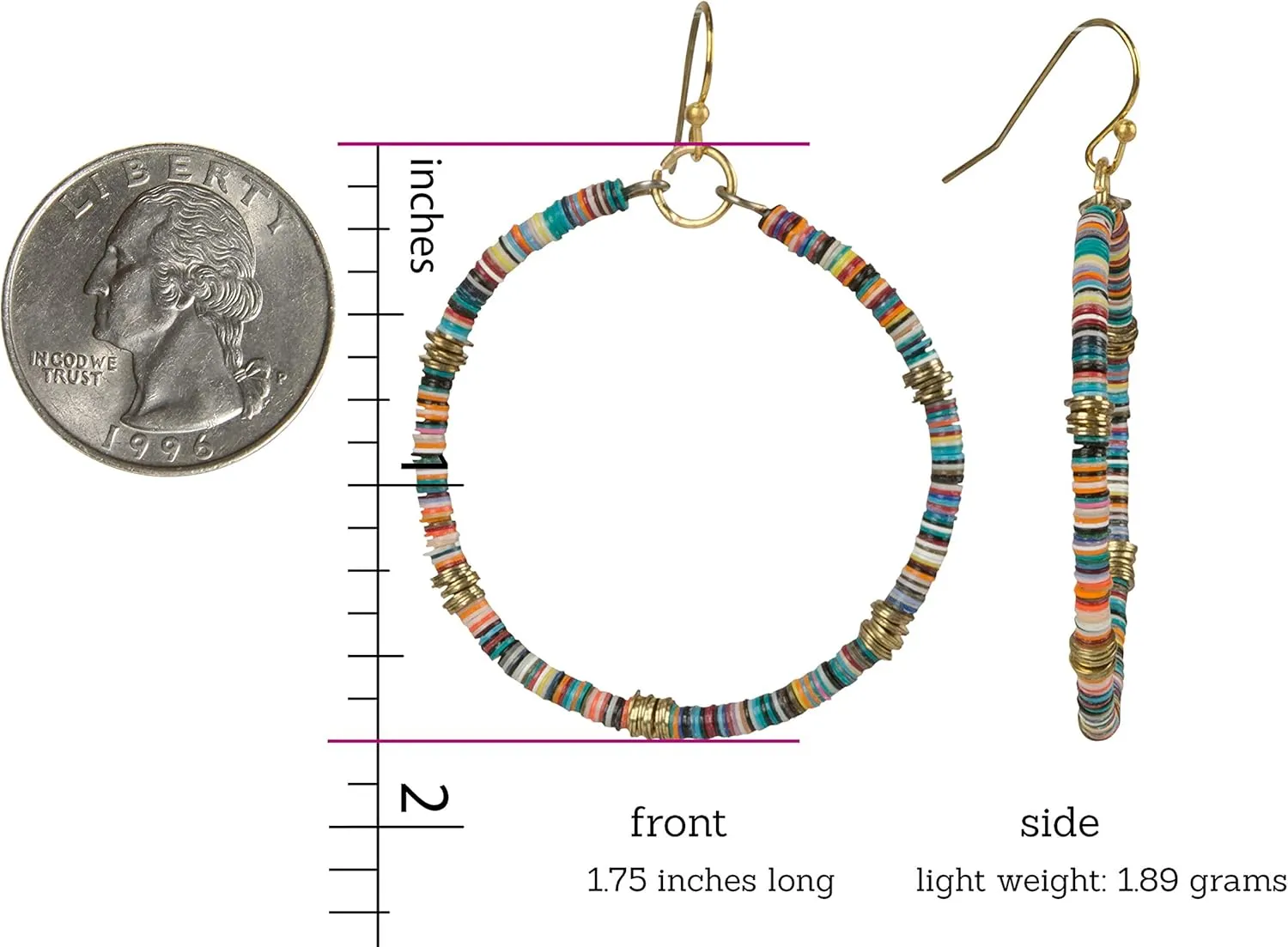 Bohemian Multi-Colored Sequin Hoop Gold Earrings - SPUNKYsoul Collection