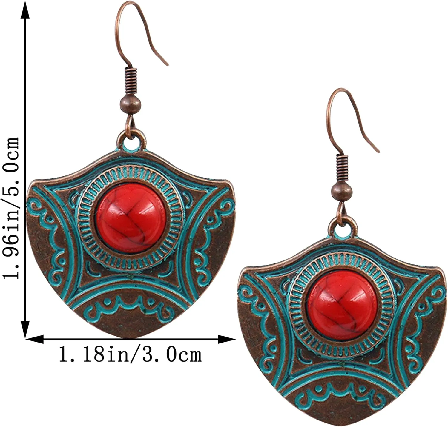 Bohemian Simulated Turquoise Drop Earrings for Women Vintage Tribal Ethnic Style Geometry Dangle Earrings for Women