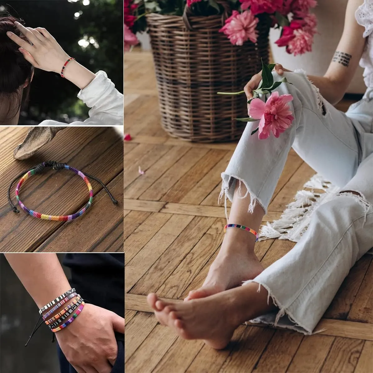 Bohemian Women's Handwoven Adjustable Bracelet Beach Surfing Bracelet Summer Rope Ankle Friendship Bracelet
