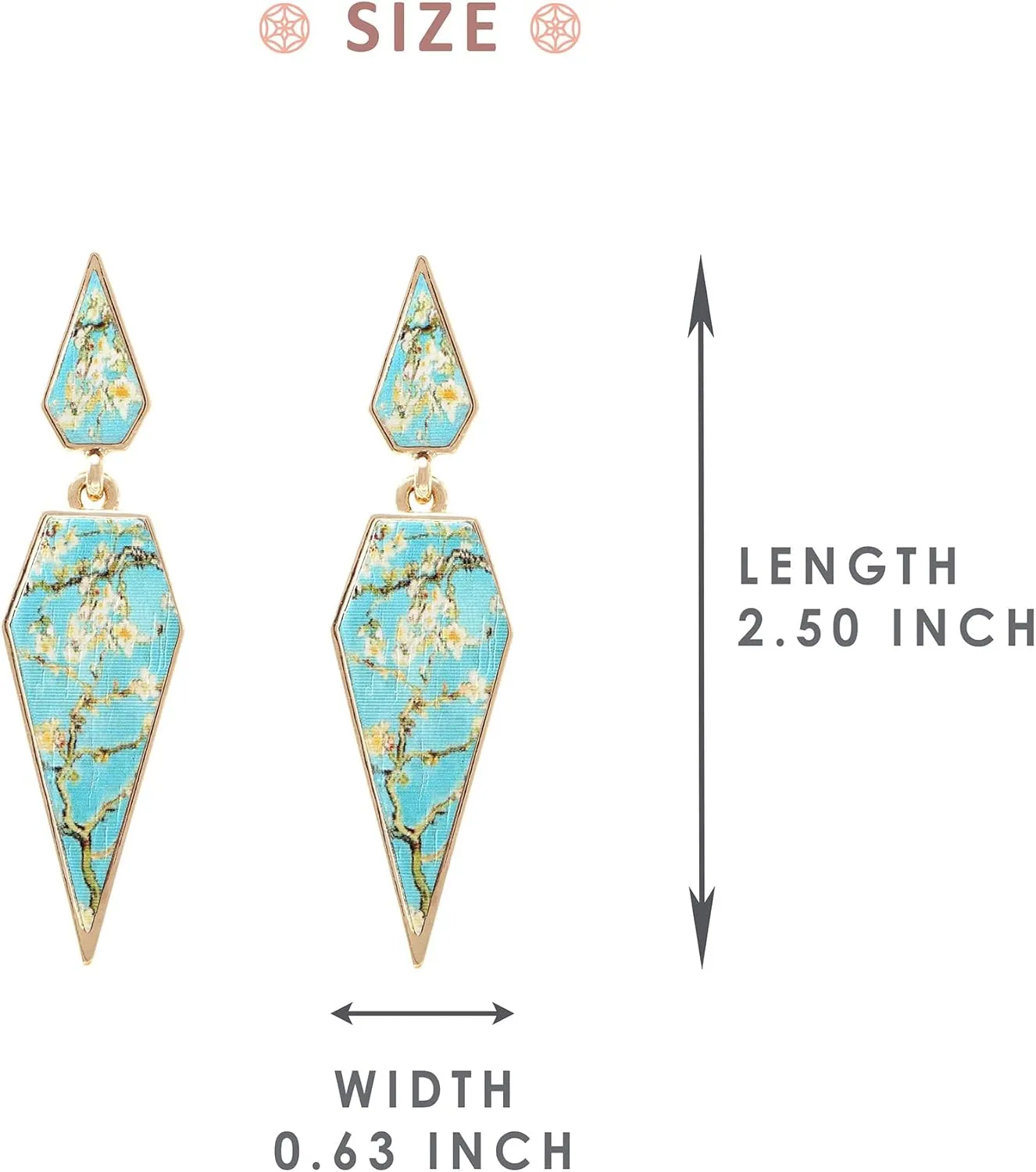 Bohemian Wood And Marble Effect Pentagon Shaped Drop Statement Earrings