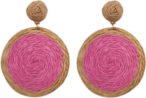 Bohemian Woven Straw Wicker Raffia Rattan Dangle Earrings Geometric Circle Round Statement Drop Earrings for Women Summer Beach Boho Jewelry