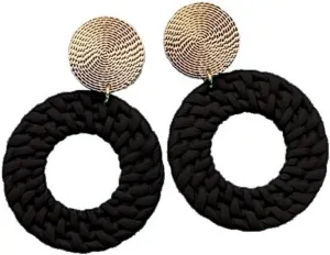 Boho Acrylic Geometric Round Braided Drop Dangle Earrings for Women