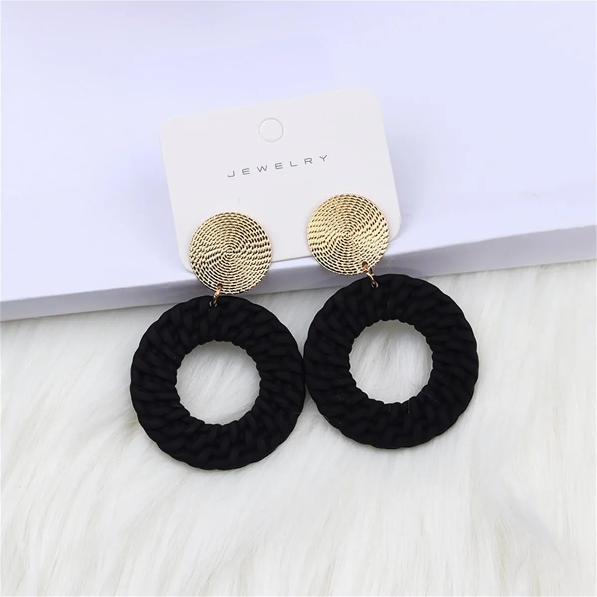 Boho Acrylic Geometric Round Braided Drop Dangle Earrings for Women