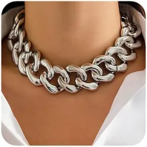 Boho Fashion Prom Shinny Silver Gold Chunky Choker Necklace Dainty Sexy Body Chain Choker Necklace Halloween Christmas Necklace for Women