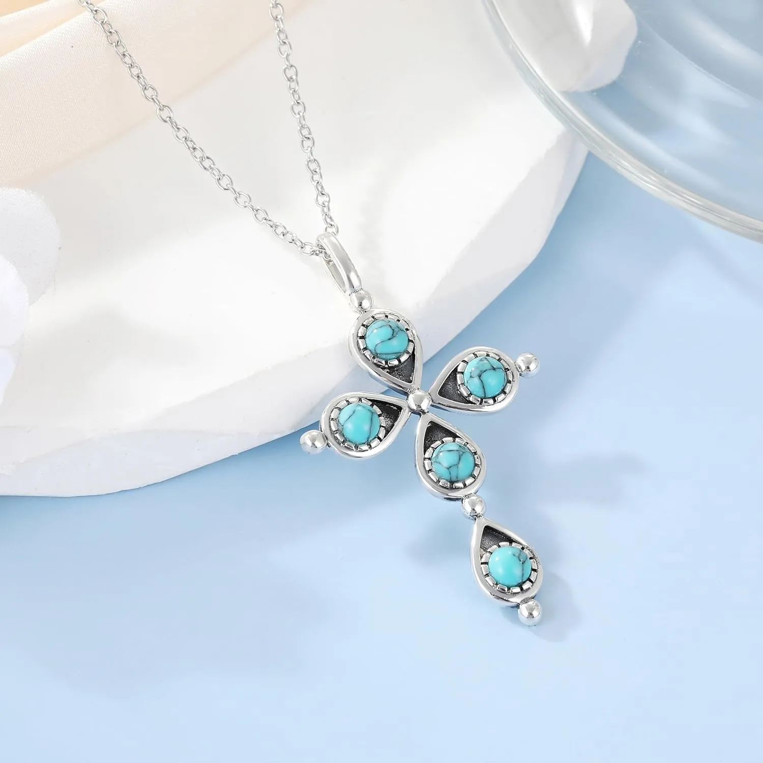 Boho Turquoise Necklace for Women Sterling Silver Western Style Bohemian Jewelry Gifts