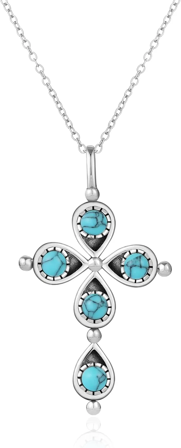 Boho Turquoise Necklace for Women Sterling Silver Western Style Bohemian Jewelry Gifts