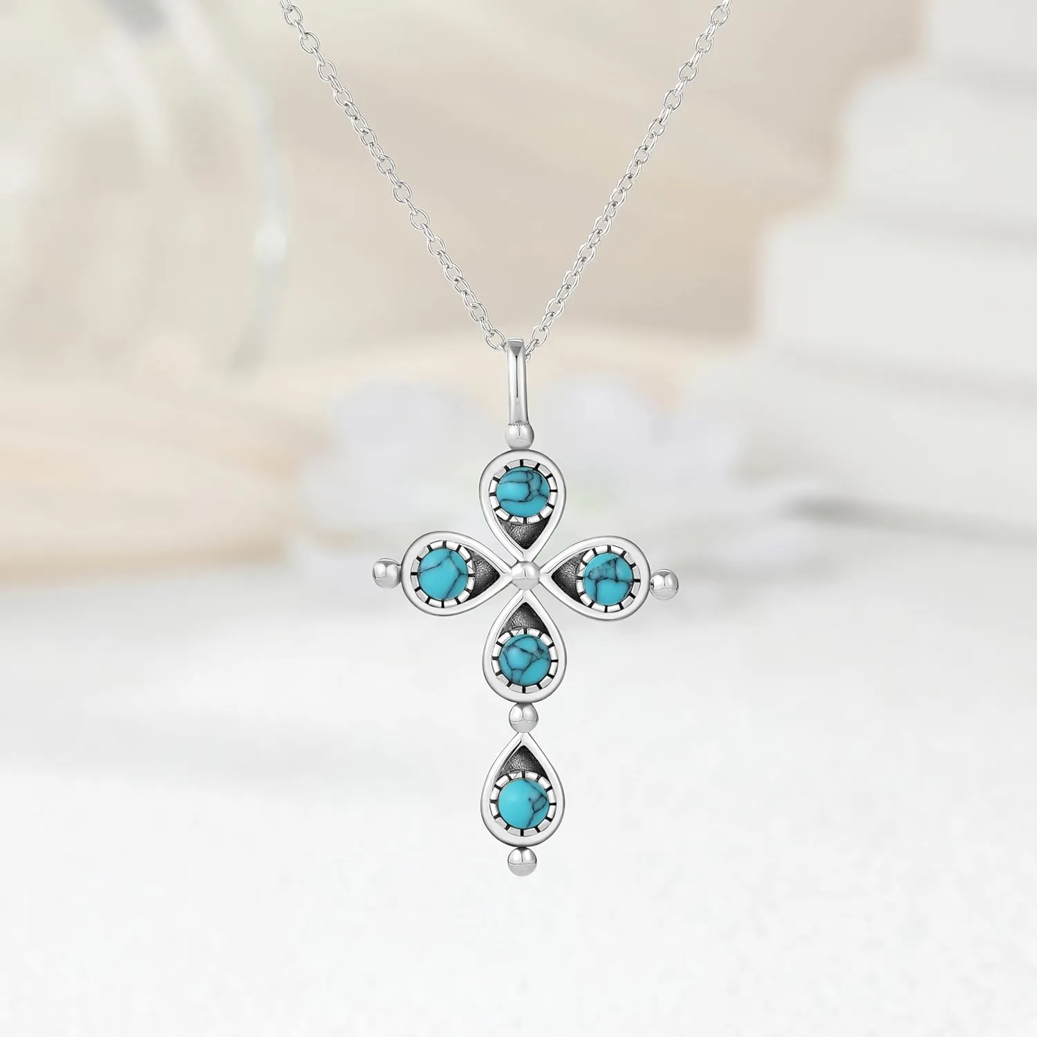 Boho Turquoise Necklace for Women Sterling Silver Western Style Bohemian Jewelry Gifts