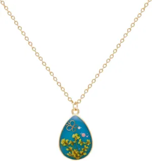 BONALUNA Bohemian Multi Colored Pressed Flower Circle Oval Pandent Handmade Necklace for Women
