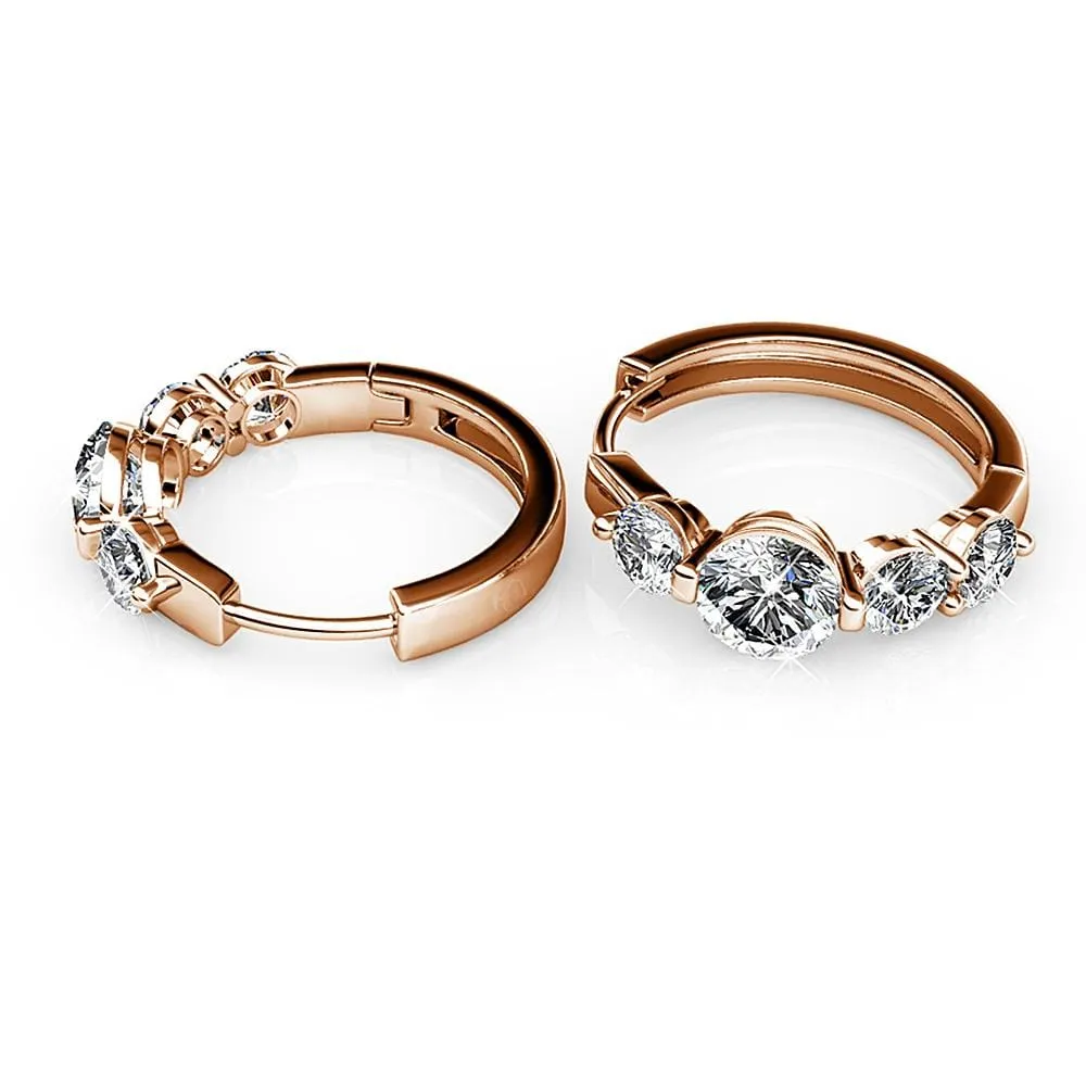 Boxed 2-Pairs Sassy Girl Huggie Earrings Set Embellished with SWAROVSKI Crystals