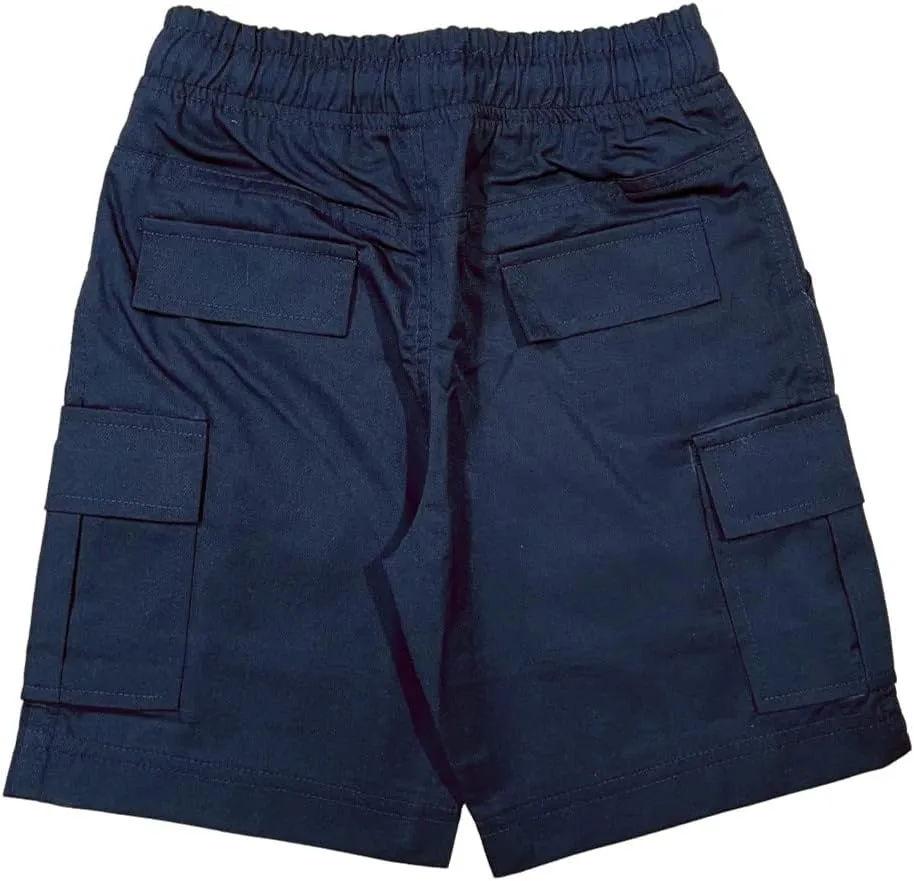Boys All Elastic Waist Pull up Shorts Navy Khaki Black Hunter Green Blue