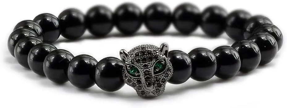 Bracelet Men Black Lava Healing Balance Beads Reiki Buddha Prayer Natural Stone Yoga Bracelet For Women,Light,Gun Black 1