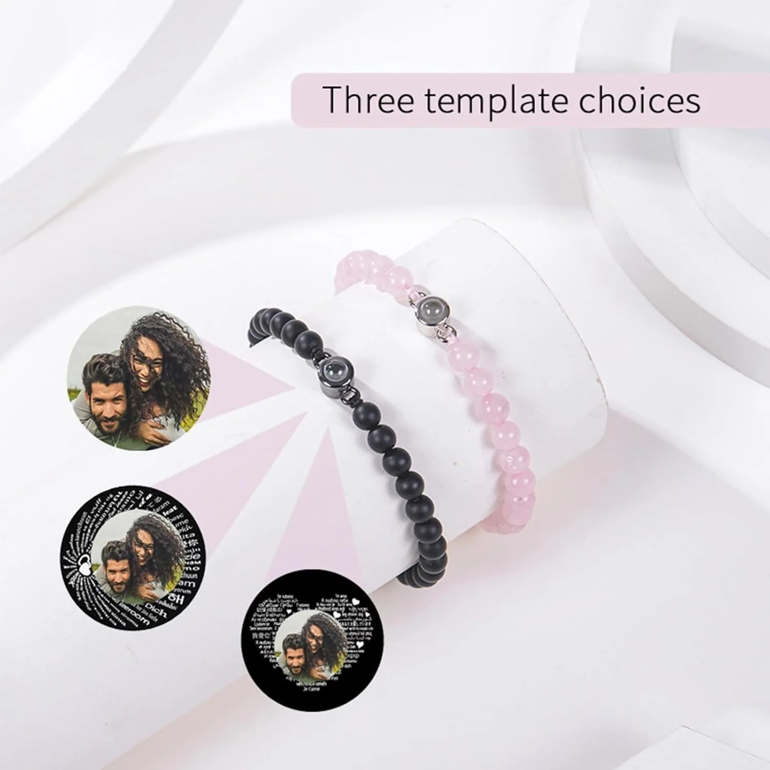 Bracelet with Picture Inside, Custom Bracelet with Picture Inside, Friendship Bracelet Tiger Eye Beads Stone Memorialbracelet- Gifts for Women Men