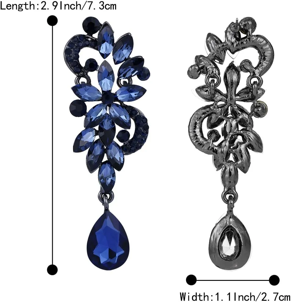BriLove Women's Bohemian Boho Crystal Flower Wedding Bridal Chandelier Teardrop Bling Dangle Earrings