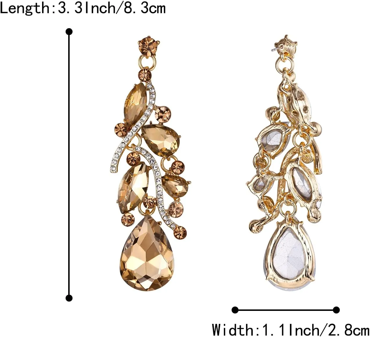 BriLove Women's Bohemian Boho Crystal Multi Teardrop Filigree Cluster Chandelier Dangle Earrings