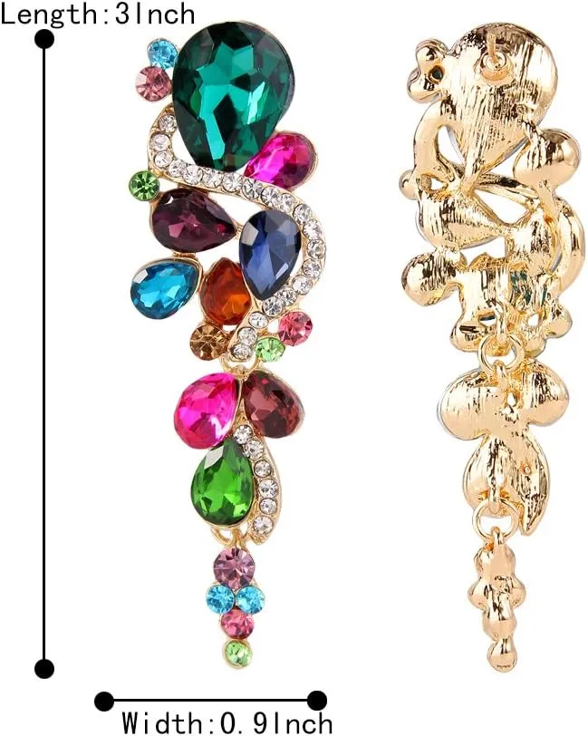 BriLove Women's Bohemian Boho Crystal Wedding Bridal Multiple Teardrop Chandelier Long Dangle Earrings
