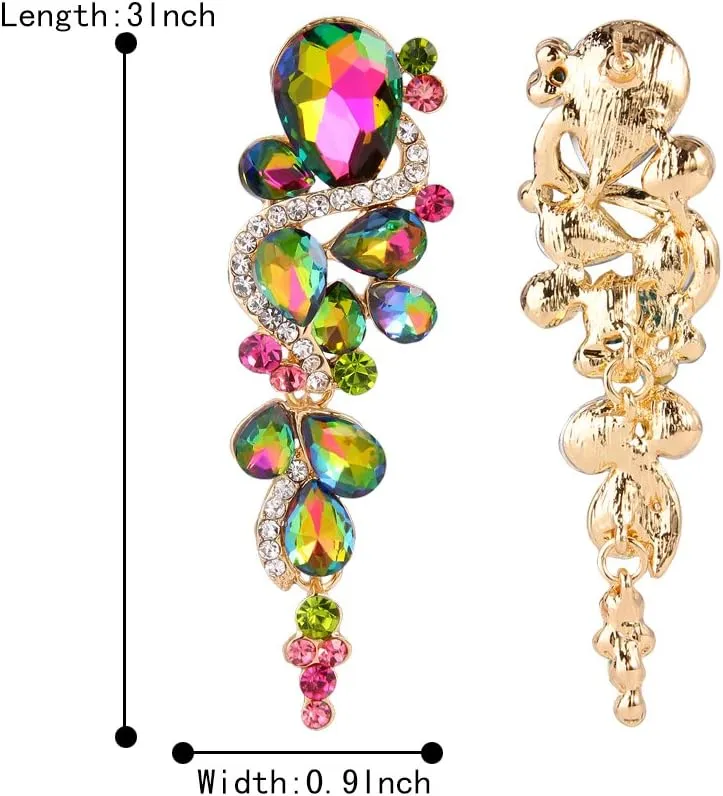 BriLove Women's Bohemian Boho Crystal Wedding Bridal Multiple Teardrop Chandelier Long Dangle Earrings
