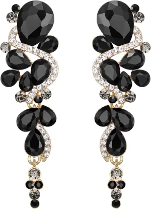 BriLove Women's Bohemian Boho Crystal Wedding Bridal Multiple Teardrop Chandelier Long Dangle Earrings