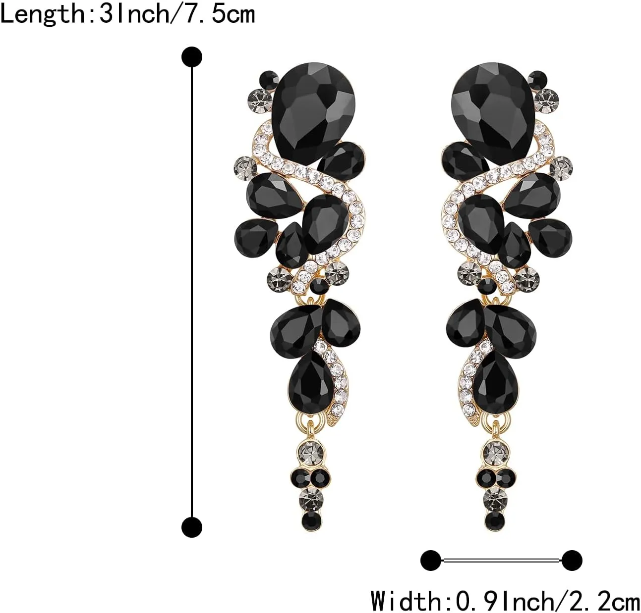 BriLove Women's Bohemian Boho Crystal Wedding Bridal Multiple Teardrop Chandelier Long Dangle Earrings