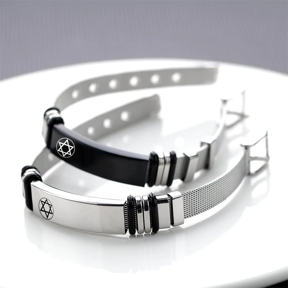 Bring Them Back Home Bracelet Personalized Israeli Jewish Star of David Wristband Adjust Mesh Chain Bracelets for Men Women,Custom Support Israel I Stand with Israel ID Plates Jewelry