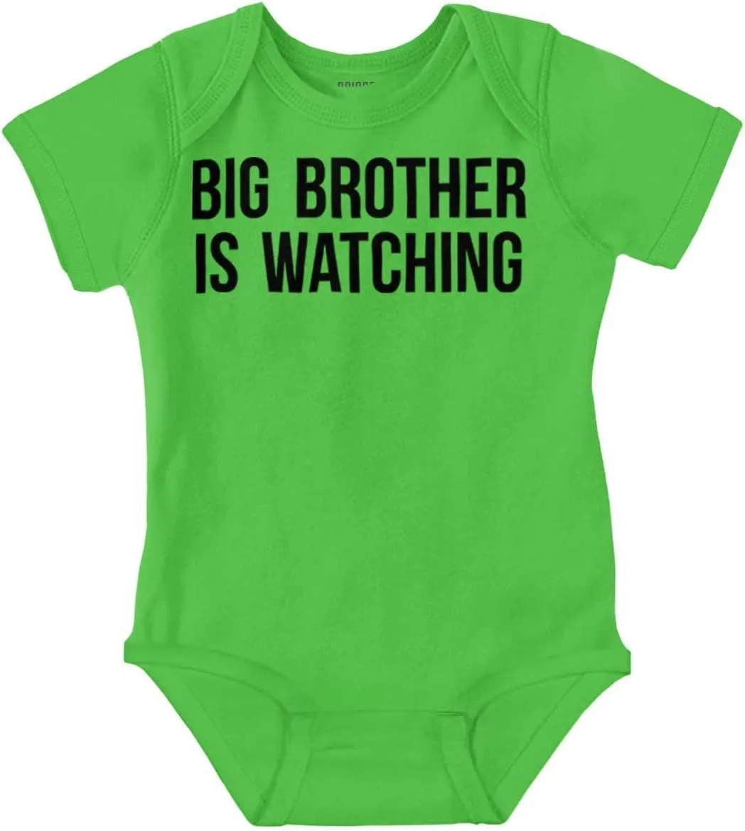 Brisco Brands Big Brother is Watching Funny Lil Bro Baby Romper Boys or Girls