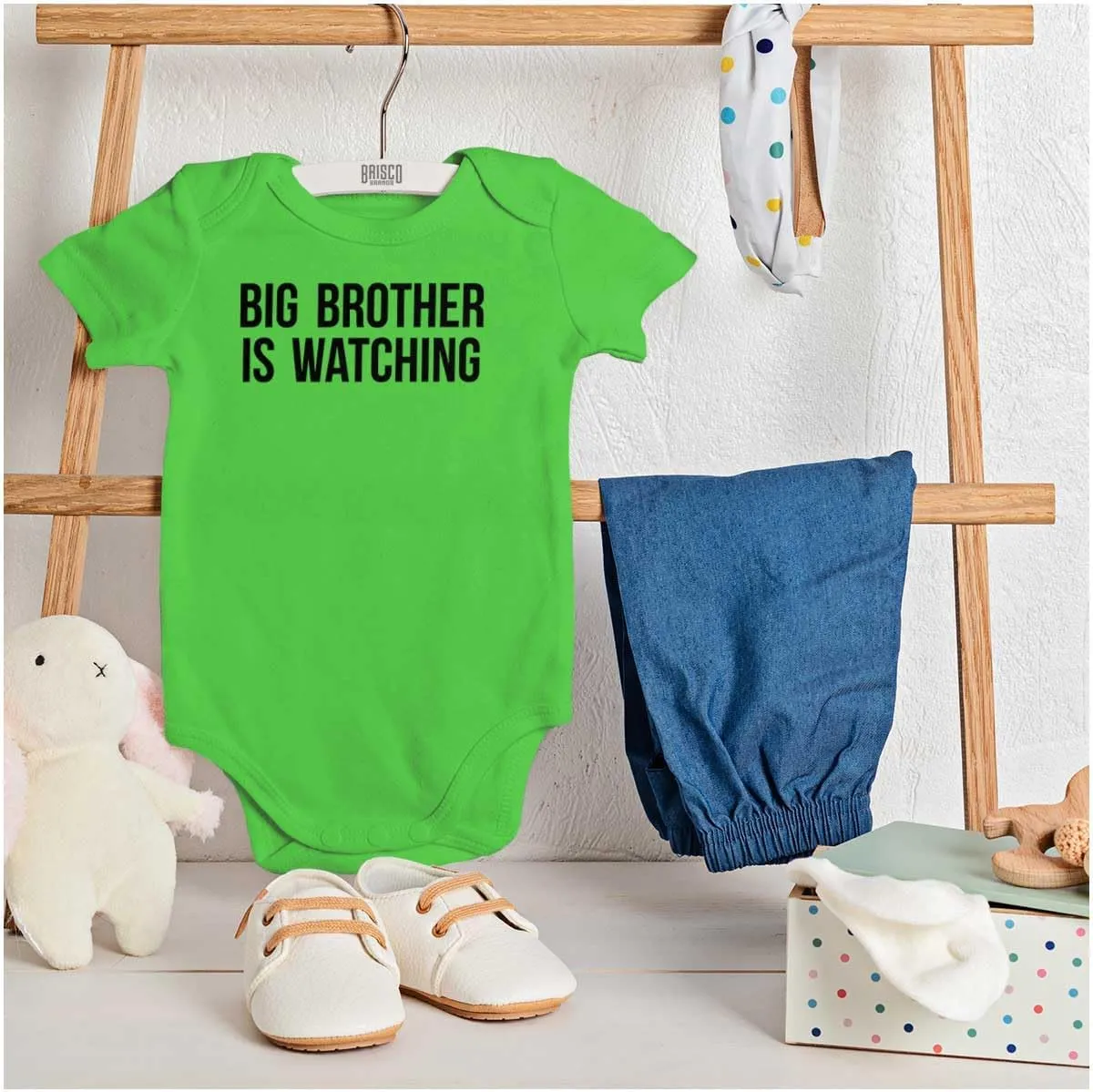 Brisco Brands Big Brother is Watching Funny Lil Bro Baby Romper Boys or Girls