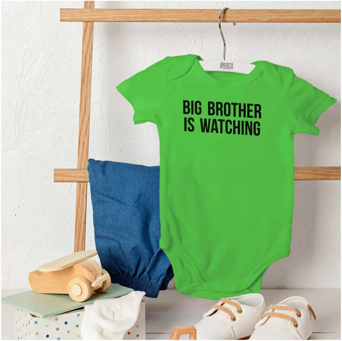 Brisco Brands Big Brother is Watching Funny Lil Bro Baby Romper Boys or Girls