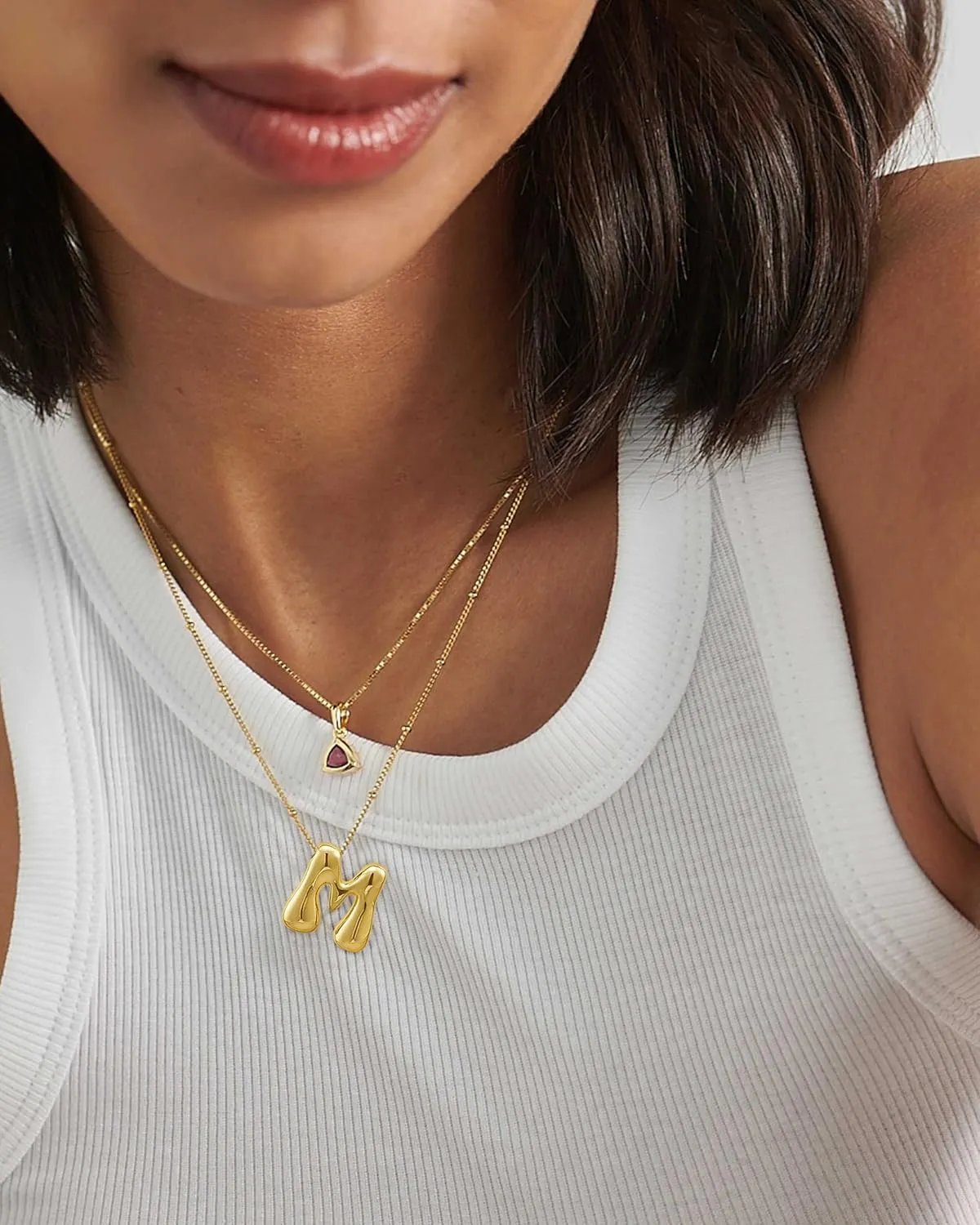 Bubble Gold Silver Letter Necklace for Women Dainty 14K Gold Plated Balloon Initial Necklaces for Women Trendy Cute Chunky Charm Monogram Pendant Name Necklace Fashion Jewelry Gifts for Teens