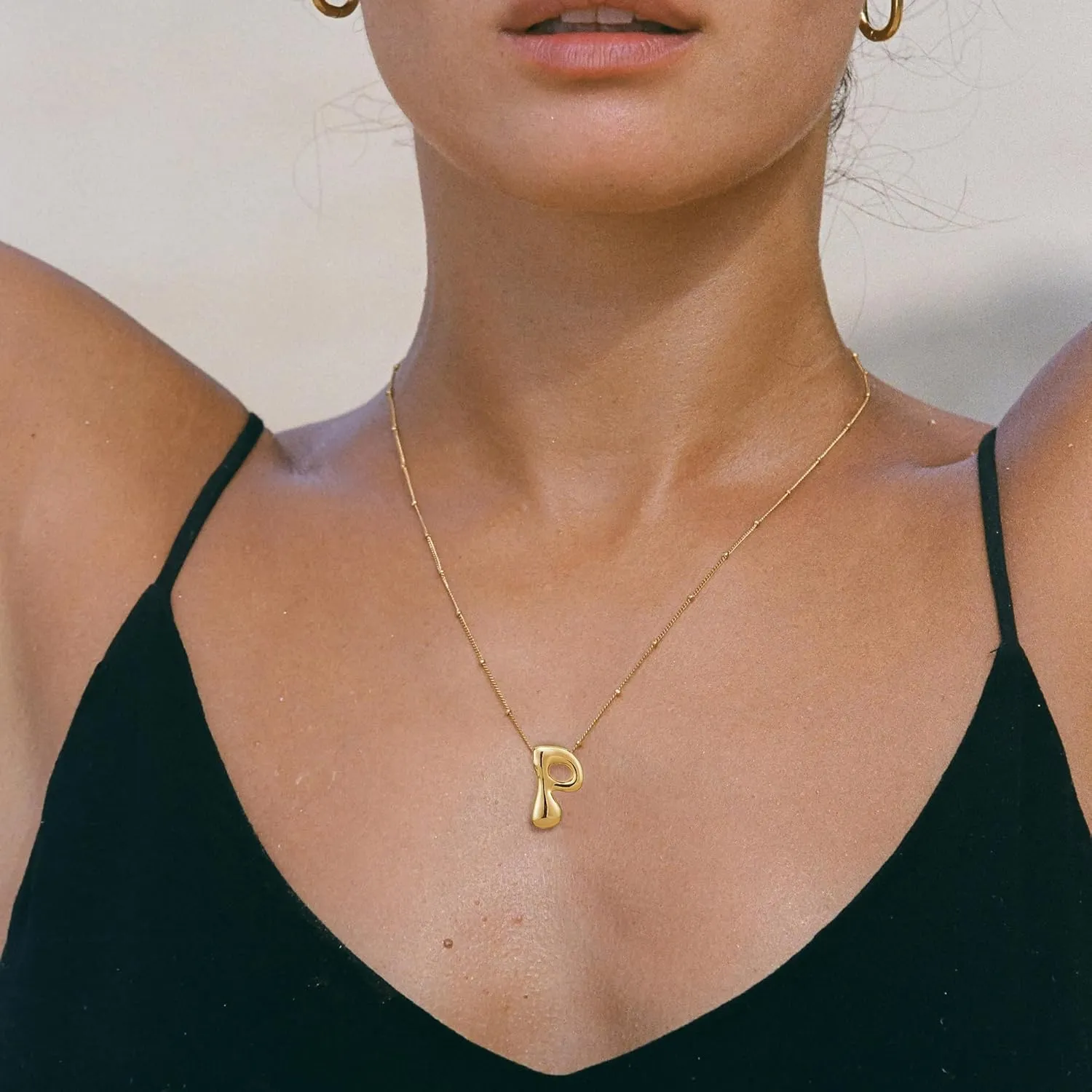 Bubble Gold Silver Letter Necklace for Women Dainty 14K Gold Plated Balloon Initial Necklaces for Women Trendy Cute Chunky Charm Monogram Pendant Name Necklace Fashion Jewelry Gifts for Teens