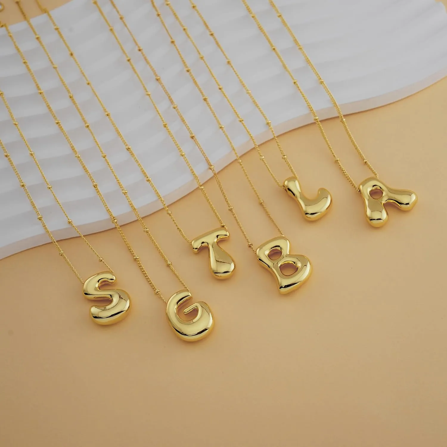 Bubble Gold Silver Letter Necklace for Women Dainty 14K Gold Plated Balloon Initial Necklaces for Women Trendy Cute Chunky Charm Monogram Pendant Name Necklace Fashion Jewelry Gifts for Teens