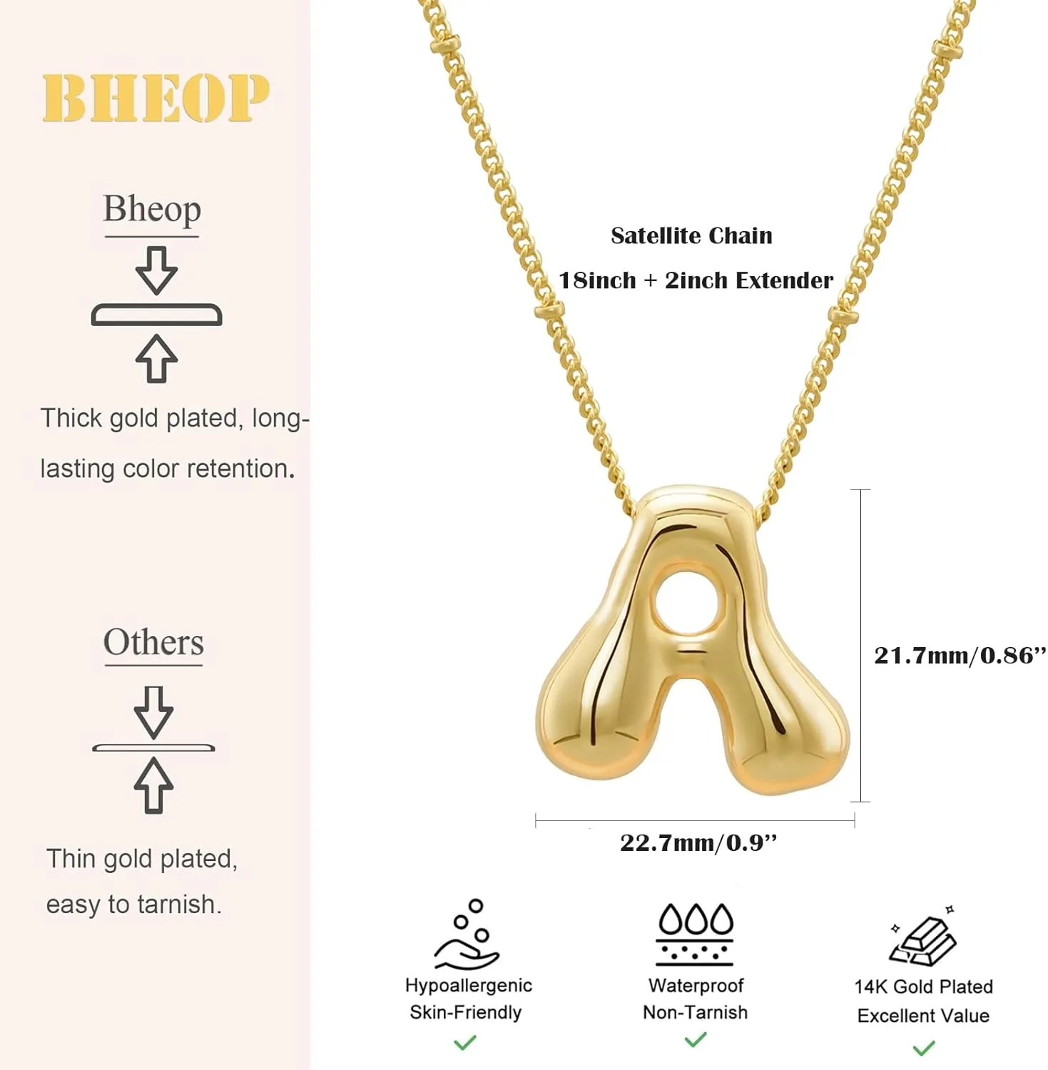 Bubble Gold Silver Letter Necklace for Women Dainty 14K Gold Plated Balloon Initial Necklaces for Women Trendy Cute Chunky Charm Monogram Pendant Name Necklace Fashion Jewelry Gifts for Teens