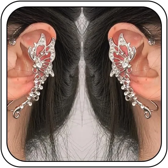 Butterfly Ear Cuffs Cubic Zircon fairy Ear No Piercing Wrap Earrings for Women
