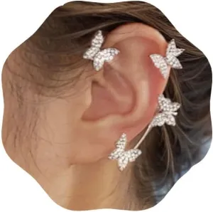 Butterfly Ear Cuffs Rhinestone Butterfly Ear Cuff Non Piercing Ear Wrap No Piercing Ear Clip Fairy Elf Ear Cuff Around Earrings Fashion Ear Jewelry for Women