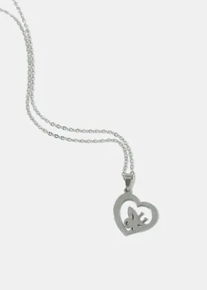 Butterfly in Heart Chain Necklace