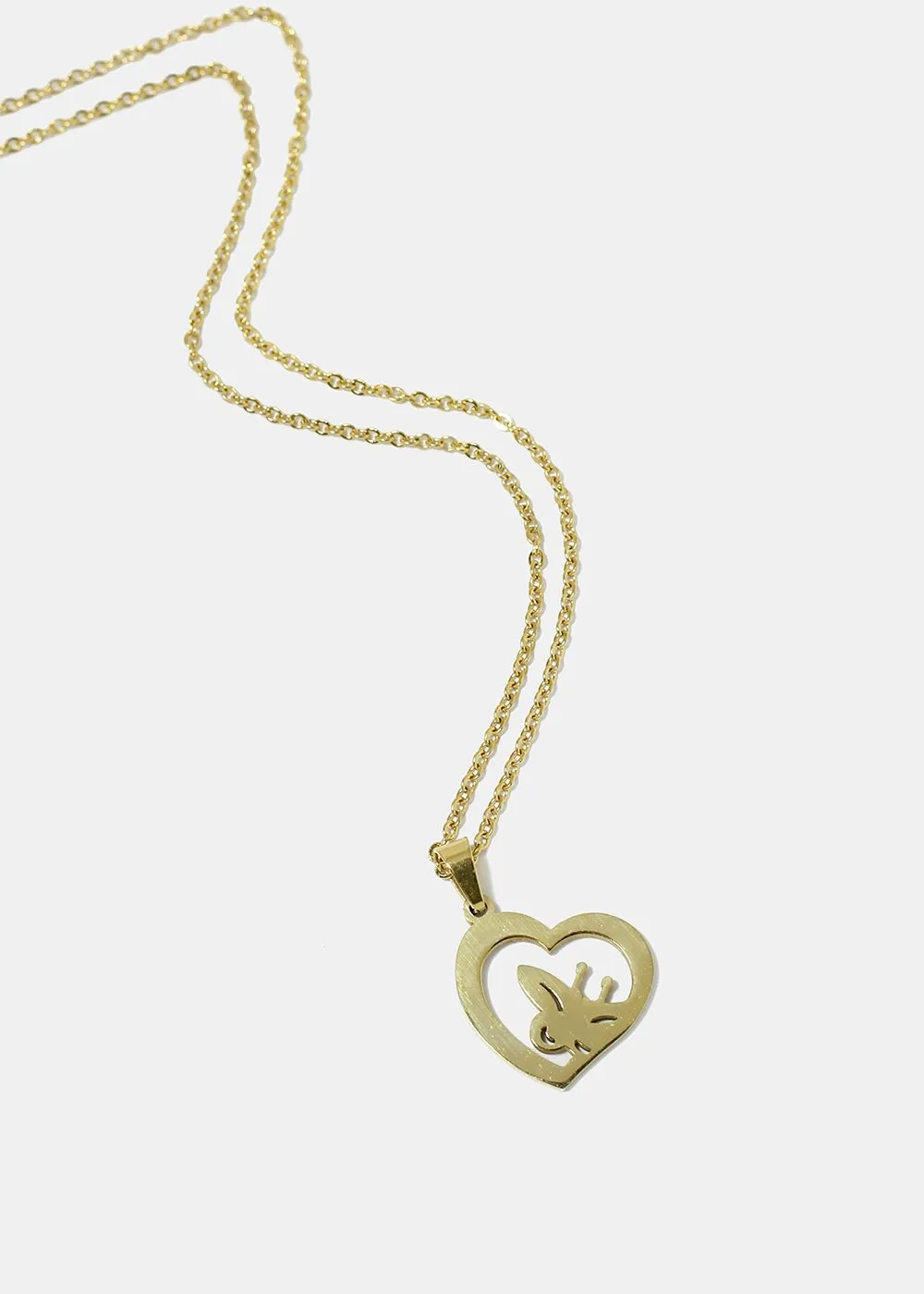 Butterfly in Heart Chain Necklace