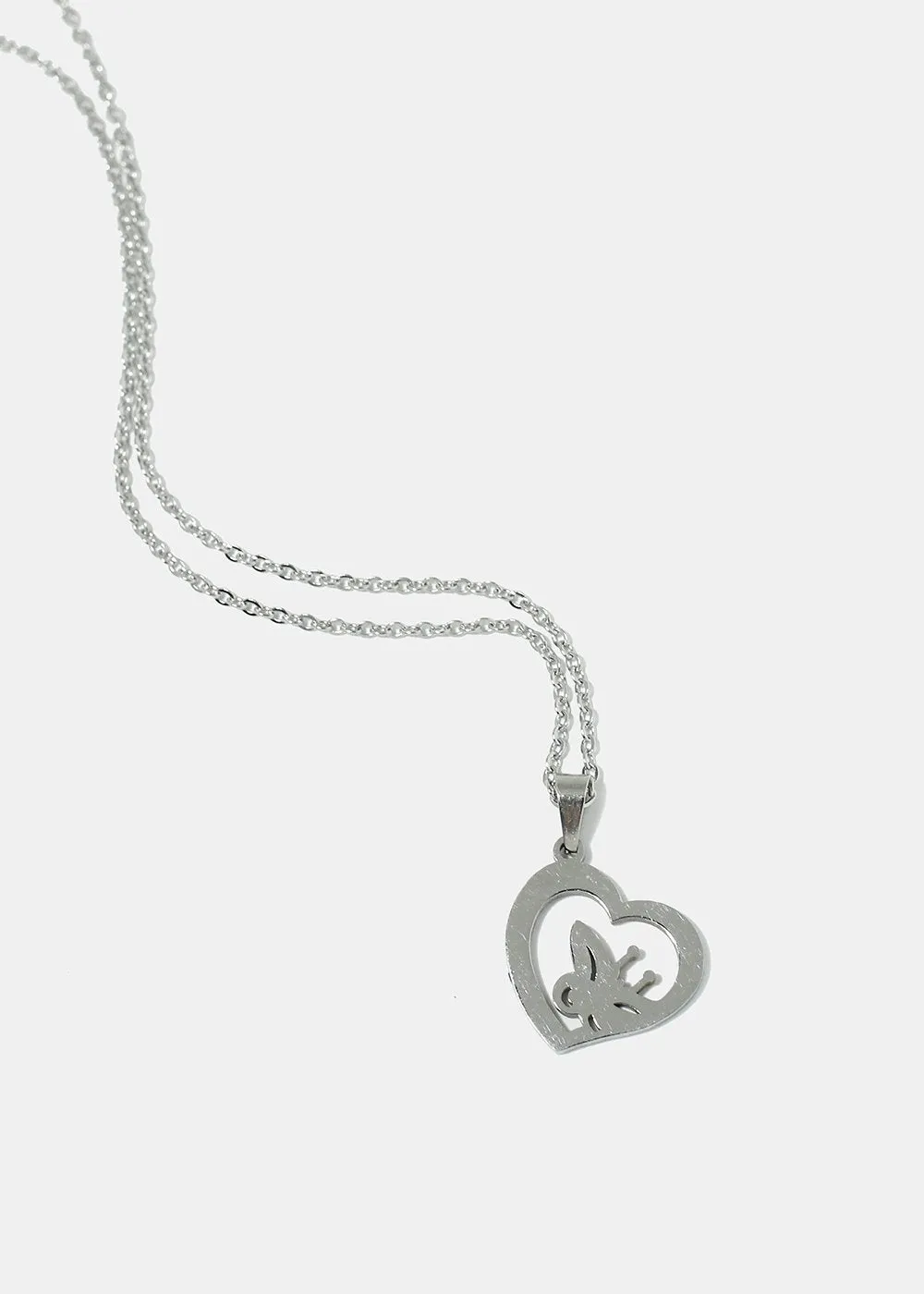 Butterfly in Heart Chain Necklace